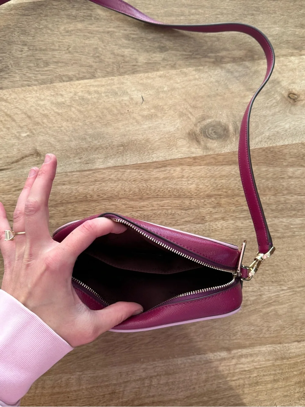 New Kate Spade Oh Snap Mini Camera Bag Dark Raspberry Multi
